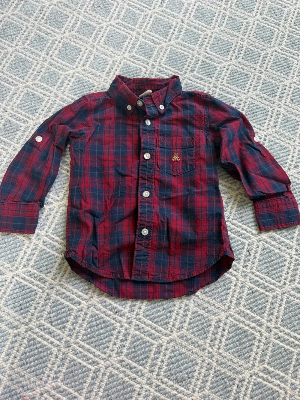 GAP Toddler Boy Red & Navy Plaid Button-Down Shirt
